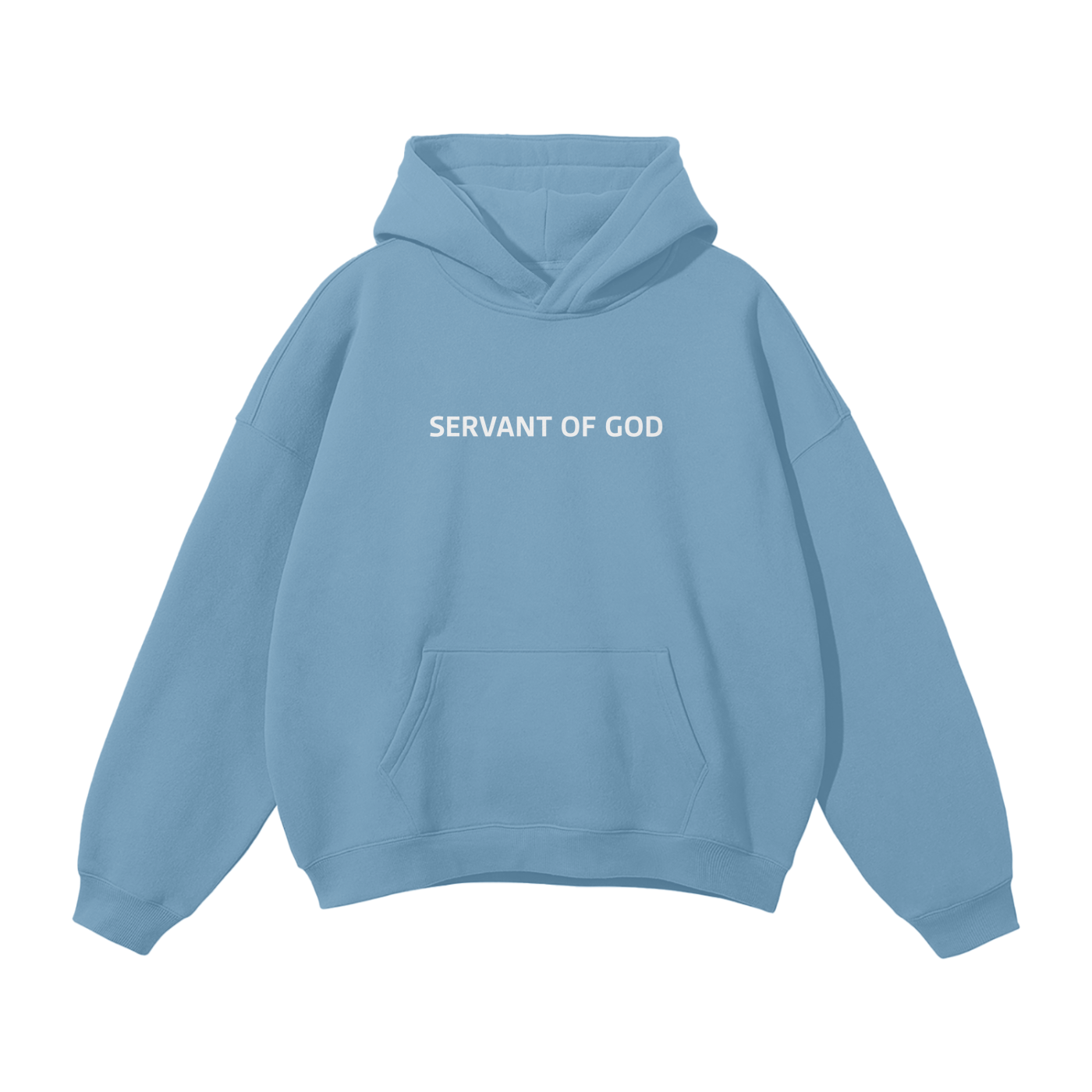 SERVANT OF GOD "SERVE TILL ALL KNOW" BABY BLUE OVERSIZED HOODIE