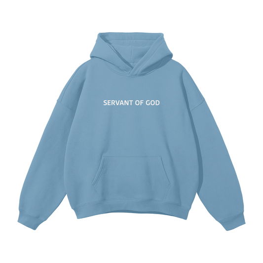 SERVANT OF GOD "SERVE TILL ALL KNOW" BABY BLUE OVERSIZED HOODIE