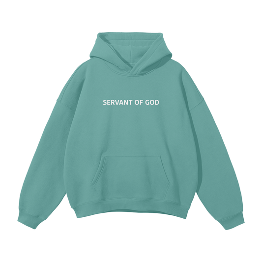 SERVANT OF GOD "SERVE TILL ALL KNOW" TEAL OVERSIZED HOODIE
